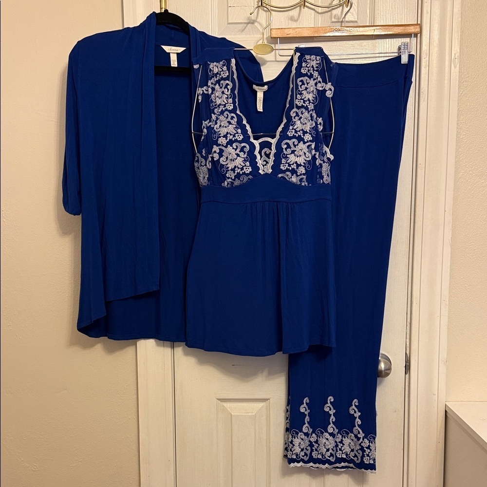 Soma Royal Blue Embroidered Pajama Set #524